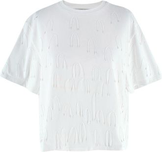 SIMKHAI Amaru White String-Embellished T-Shirt Size S