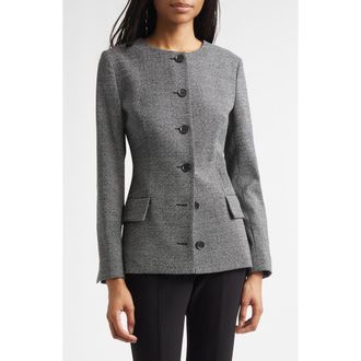 Proenza Schouler Annemarie Stretch Wool M&eacute;lange Jacket in Dark Grey Melange at Nordstrom, Size 12