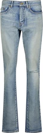 Saint Laurent Jeans, Dames, Blauw, W28, Katoen, Skinny Jeans Blauw Gewassen Katoen