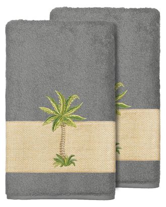 Linum Home Textiles Turkish Cotton Colton 2Pc Embellished Bath Towel Set