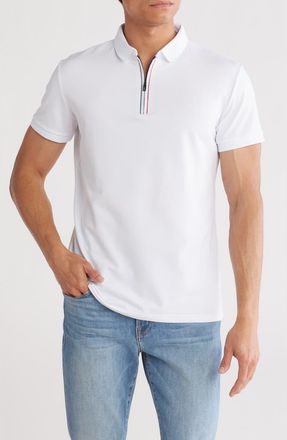 T.R. Premium Slim Fit Stretch Zip Polo in White at Nordstrom Rack, Size Xx-Large