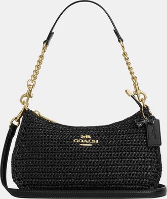 Coach Womens Teri Shoulder Bag in Straw - Black - One Size