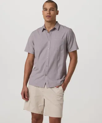 Vuori Clothing Short Sleeve Bridge Button Down | Sable Mini Stripe | Medium