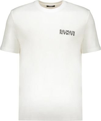Balmain Comfortabel Logo T-shirt - Heren - T-shirts - Wit - L - Katoen - Tops