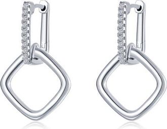 Lafonn Lumina Cube Simulated Diamond Drop Earrings in Silver at Nordstrom