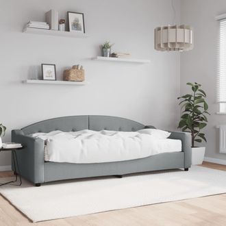 vidaXL Sof&aacute; Cama Con Colch&oacute;n Tela Gris Claro 90x200 Cm Vidaxl