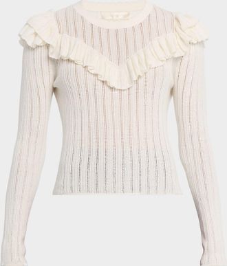 LoveShackFancy Presla Pointelle Ruffle Sweater