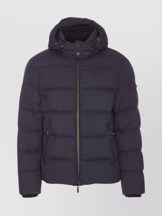 Moorer quilted hooded jacket with zippered sleeves