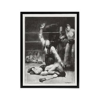 Artery8 George Bellows Counted Out Second Stone Boxing Framed Canvas Art Print in Grey | Size: W24 x H32