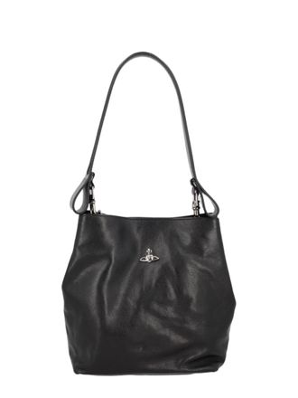 Vivienne Westwood Small Shoulder Bag with Calf Leather and Minimalist Emblem