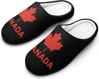 Generic Canada Maple Flag Mens Soft Cotton Slippers with Memory Foam Anti-skid House Shoes for Travel Indoor Outdoor