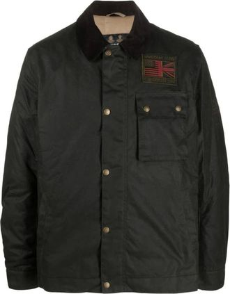 Barbour Jassen, Heren, Groen, M, Katoen, Donkergroene Katoenen Jas met Corduroy Kraag