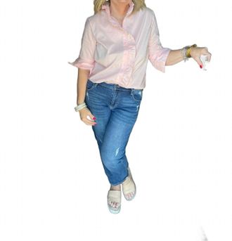 English Factory Ruffled Shirt In Baby Pink