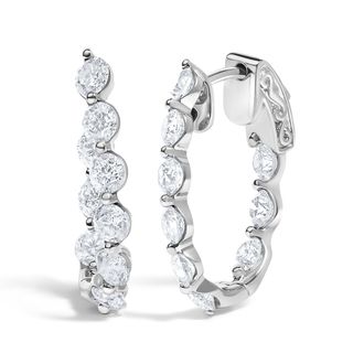 House of Brilliance 14K White Gold 3 3/4 Cttw Graduating Diamond Oval Hoop Earrings