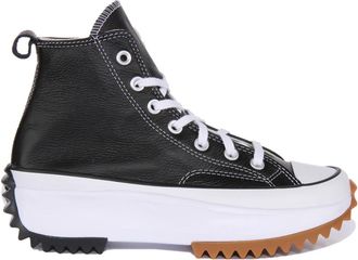Converse Platform Hi Top Sneakers Zwart Wit - Dames - Sneakers - Zwart - 39 EU - Leer - Schoenen