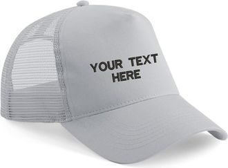 Generic Personalised Embroidered BC640 Snapback Trucker Cap Add Your Text/Name, Unisex Workwear Baseball Cap (LightGrey)