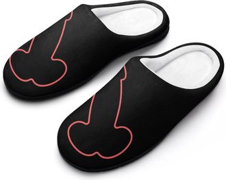 Generic Penis Mens House Slippers Memory Foam Washable Cotton Slip on Home Shoes