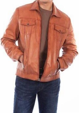 Scully Soft Lamb Zip Front Jacket In Cognac