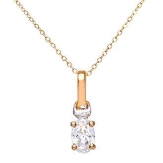 Diamant L'éternel 9ct geel- en witgouden dameshanger met zirkonia-geboortesteen + 40 cm geelgouden spoorketting