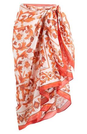 Dolce & Gabbana Batista Majolica Print Silk Sarong in Majolica Orange at Nordstrom