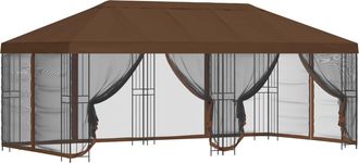 vidaXL Gazebo Con Paredes Laterales 6 X 3 M Marr&oacute;n Poli&eacute;ster Y Acero Vidaxl