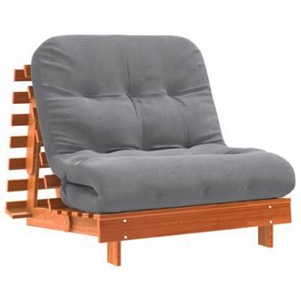 vidaXL Fut&oacute;n Sof&aacute; Cama Con Colch&oacute;n Madera Maciza Marr&oacute;n 90x206x11 Cm Vidaxl