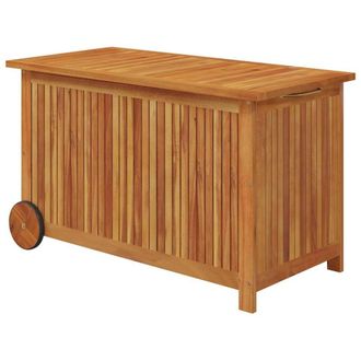 Berkfield Home Garden Storage Box with Wheels 90x50x58 cm Solid Wood Acacia in Brown | Size: 90 x 50 x 58 cm