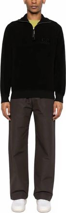 C.P. Company Fleece Half Zip Sweatshirt In Black