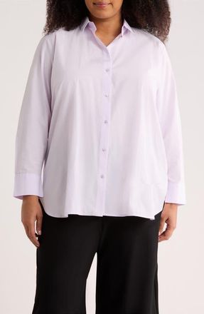 Eileen Fisher Classic Collared Organic Cotton Shirt in Lilac Frost at Nordstrom, Size 1 X