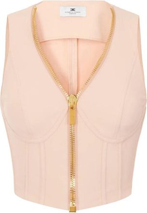 Elisabetta Franchi Mouwloze Top van Technische Stof - Dames - Tops zonder mouwen - Roze - XS - Tops