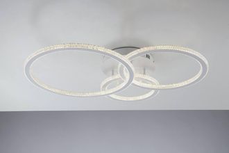 Netlighting Bryant 3 Circular Crystal Semi Flush Ceiling Light 4000K in White