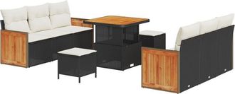 vidaXL Vidaxl - Garden Sofa Set Manual 9 pcs Black and cream 80 x 80 x 71 cm