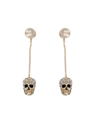 Alexander McQueen Golden Skull Dangler Earrings