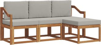 vidaXL Conjunto De Sof&aacute;s De Exterior 4 Uds. Gris Natural Y Claro Vidaxl