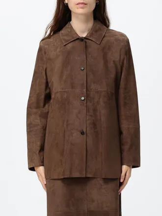 Max Mara S Max Mara Giacca a camicia in pelle scamosciata con colletto classico
