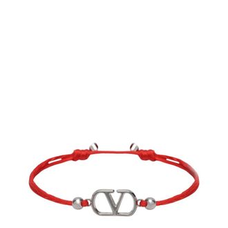 Valentino Garavani VLogo Signature Katoenen Armband - Heren - Armbanden - Rood - ONE Size - Katoen - Accessoires