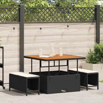 vidaXL Conjunto De Comedor De Jard&iacute;n 3 Pcs Negro Polirat&aacute;n Vidaxl