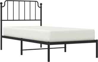 vidaXL Estructura Cama Sin Colch&oacute;n Con Cabecero Metal Negro 90x200 Cm Vidaxl