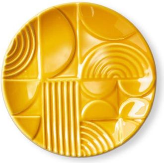 Tag Ochre Earthenware Round Trinket Dish Decorative Box 5x5x0.5 in in Yellow at Nordstrom