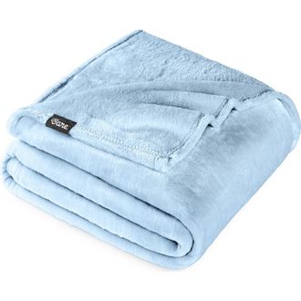 Bare Home Microplush Fleece Blanket in Light Blue at Nordstrom, Size Full