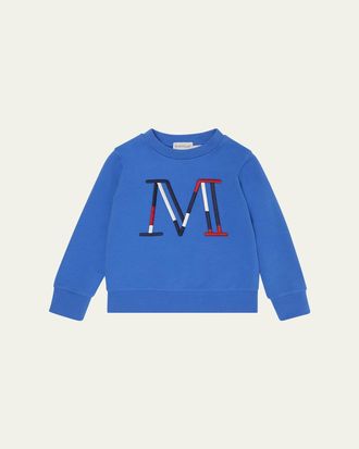 Moncler Boys Tricolor Embroidered M Logo Sweatshirt, Size 8-10
