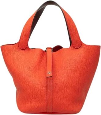 Herm&egrave;s Pre-owned Picotin Lock - Dames - Vintage Tas - Oranje - ONE Size - Leer - Vintage