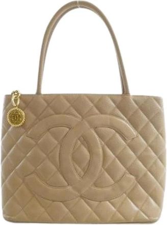 Chanel Pre-owned Caviar Skin Shoulder Bag - Dames - Vintage Shopper - Beige - ONE Size - Leer - Vintage