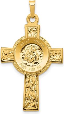 Diamond2Deal 14k Yellow Gold Polished Solid Cross with St Anthony Medal Pendant