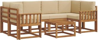 vidaXL Conjunto De Sof&aacute;s De Exterior 7 Uds. Natural Y Beige Vidaxl