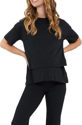 Ripe Claud Cotton Blend Maternity/Nursing T-Shirt in Black at Nordstrom, Size X-Large