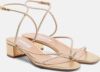 Aquazzura Luca braided metallic leather sandals