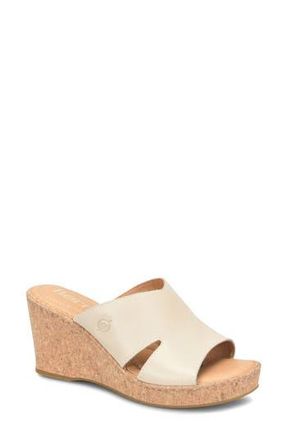 B&oslash;rn Sorine Platform Wedge Sandal in Cream Leather at Nordstrom Rack, Size 8