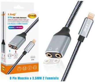 Trade Shop Trade Shop - Cavo Adattatore Audio Da Lightning Maschio A 2 Jack 3,5mm Femmina Cuffie Microfono Lt3538