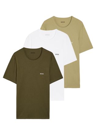 BOSS Boss Logo-embroidered Cotton T-shirt - set of Three - Green - Xxl